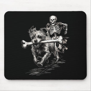Skelett jagender Hund Lustiger Halloween fehlender Mousepad