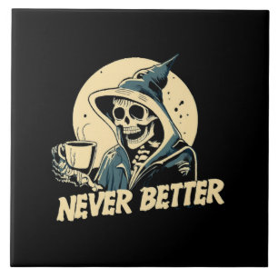Skelett Kaffee Halloween Fliese