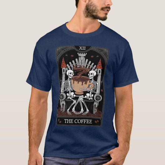 Skelett Kaffeearot-Kartenjunge T-Shirt (Vorderseite)