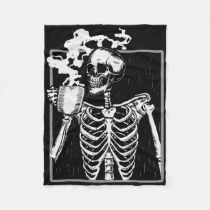Skelett Kaffeetrinker Liebhaber Lustiger Halloween Fleecedecke