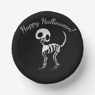 Skelett-Katze Frohes Halloween Pappteller