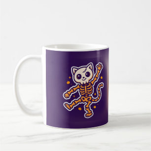 Skelett-Katze Tanz Halloween Kaffeetasse