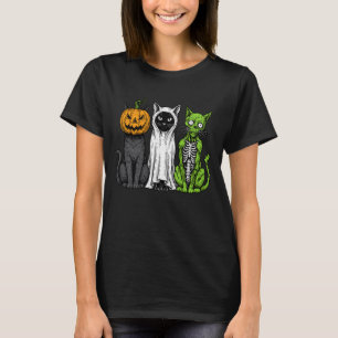 Skelett Katzen-Kürbis-Geist-Halloween-Kitty-Miau-G T-Shirt