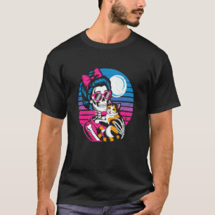 Skelett Katzen Schädel Kätzchen Vintage Halloween T-Shirt