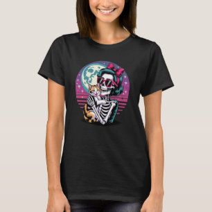 Skelett Katzen Schädel Kätzchen Vintage Halloween T-Shirt