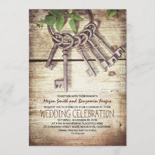 Skelett Keys Rustic Wedding Einladungen