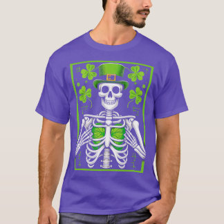 Skelett Kleeblatt Herz Rippenkäfig St. Patricks Ta T-Shirt