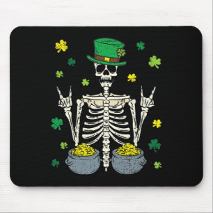 Skelett Kobold St. Patrick's Day Shamrock Nelke Mousepad