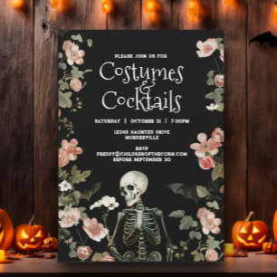 Skelett-Kostüme & Cocktails Halloween-Party Einladung