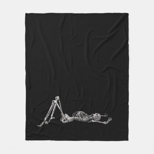 Skelett legt schwarzes Halloween ab Fleecedecke (Vorderseite)