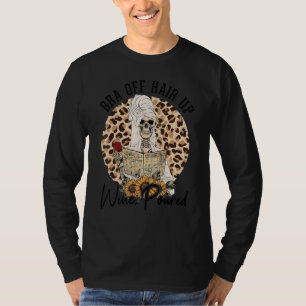 Skelett Leopard Sonnenblume BH aus Haar hoch Wein  T-Shirt