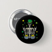 Skelett Leprechaun St. Patricks Day Shamrock Nelke Button (Vorne & Hinten)