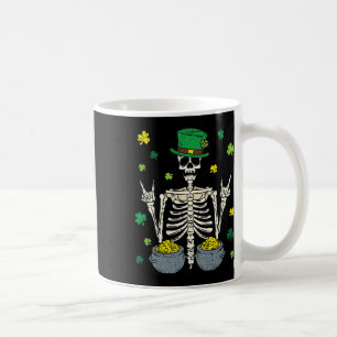 Skelett Leprechaun St Patricks Day Shamrock Nelke Kaffeetasse