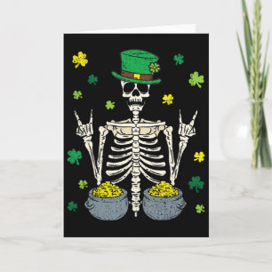 Skelett Leprechaun St Patricks Day Shamrock Nelke Karte