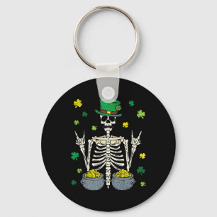 Skelett Leprechaun St. Patricks Day Shamrock Nelke Schlüsselanhänger