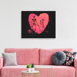 Skelett Liebe Leinwanddruck