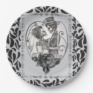 Skelett Liebe Paare Ehe Tanz Gotische Hochzeit Pappteller