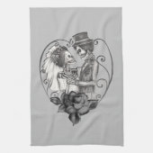 Skelett Liebe Paarheiratstänze aller Art Geschirrtuch (Vertikal)