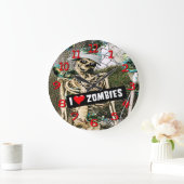 Skelett Liebe Zombies Wanduhr. Große Wanduhr (Zuhause)