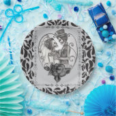 Skelett Liebespaar Hochzeitstanz Gothic Hochzeit Pappteller (Party)