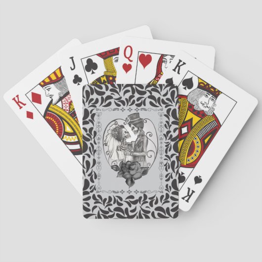 Skelett Liebespaar Hochzeitstanz Spielkarten (Rückseite)