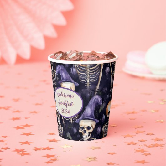 Skelett Lila Halloween-Papiertafeln Pappbecher (Insitu)