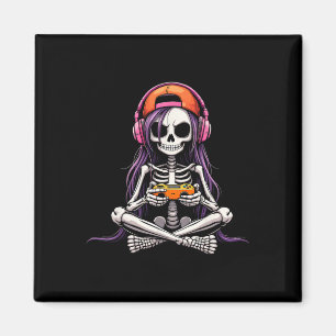 Skelett-Mädchen-Gamer Lustiges Halloween-Kostüm Gr Magnet