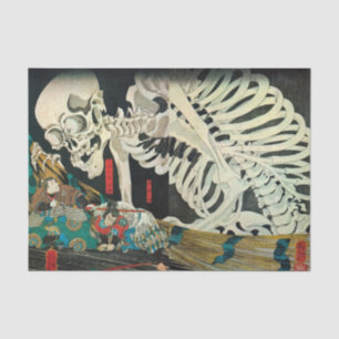 Skelett, manipuliert von Hexe, Kuniyoshi Seidenpapier