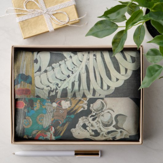 Skelett, manipuliert von Hexe, Kuniyoshi Seidenpapier (Geschenk)