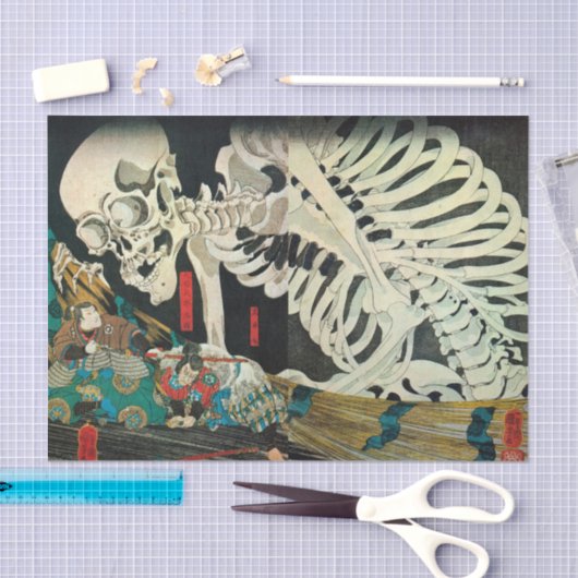 Skelett, manipuliert von Hexe, Kuniyoshi Seidenpapier (Handwerk)
