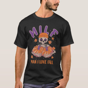 Skelett-Mann Ich liebe Herbst Lustiges Skelett-Kür T-Shirt