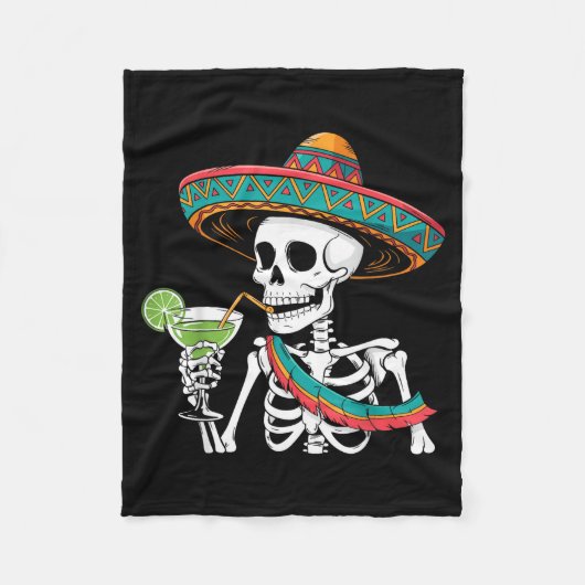 Skelett Margarita Cinco de Mayo Fleecedecke (Vorderseite)
