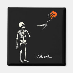 Skelett mit Ballon-Kürbis Lustiges Gothic Magnet