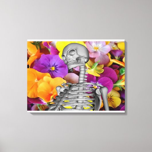 Skelett mit Blume Leinwanddruck (Vorderseite)
