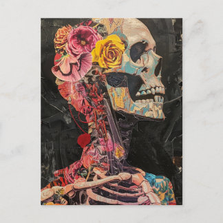 Skelett mit Blume Postkarte
