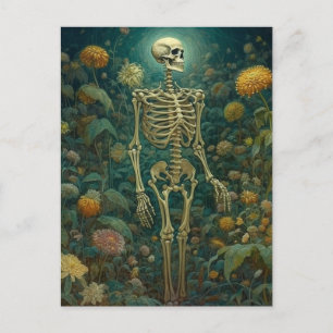 Skelett mit Blumen  Postkarte