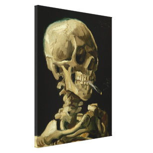 Skelett mit brennender Zigarette   Van Gogh Leinwanddruck