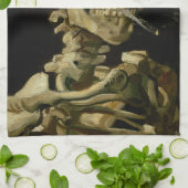 Skelett mit brennender Zigarette | Vincent van Gog Geschirrtuch (Gefaltet)