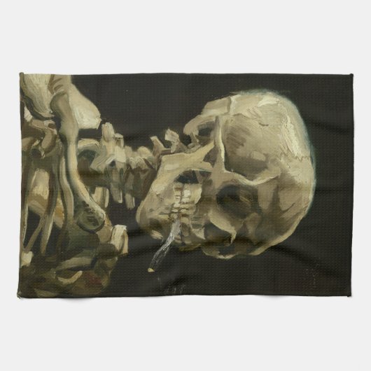Skelett mit brennender Zigarette | Vincent van Gog Geschirrtuch (Horizontal)