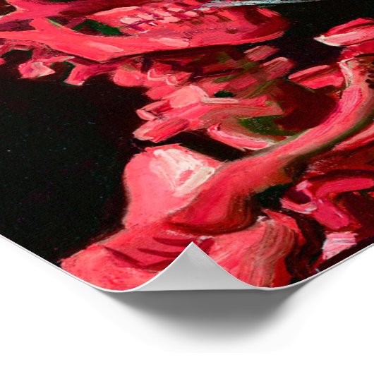 Skelett mit brennender Zigarette von Van Gogh Poster (Ecke)