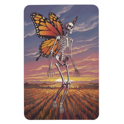 Skelett mit Butterfly Wings Design Magnet (Vertikal)