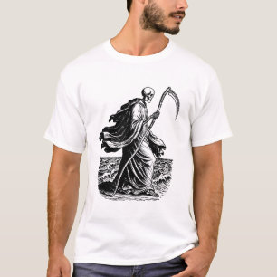 Skelett mit der Sense am Meer T-Shirt