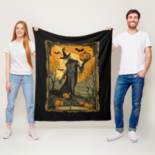 Skelett mit der Tarot-Karte von Evil Pumpkin Fleecedecke