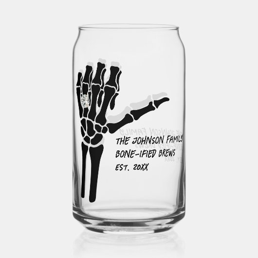 Skelett mit Diamantring Dosenglas (Vorderseite)