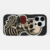 Skelett mit einer Rose - Sticker für künstlerisch- iPhone Hülle (Rückseite (Horizontal))