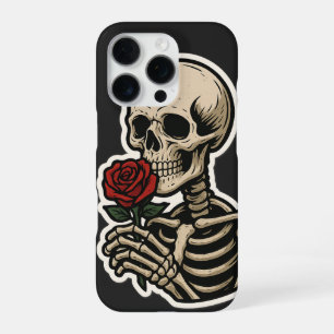 Skelett mit einer Rose - Sticker für künstlerisch- iPhone 16 Pro Hülle