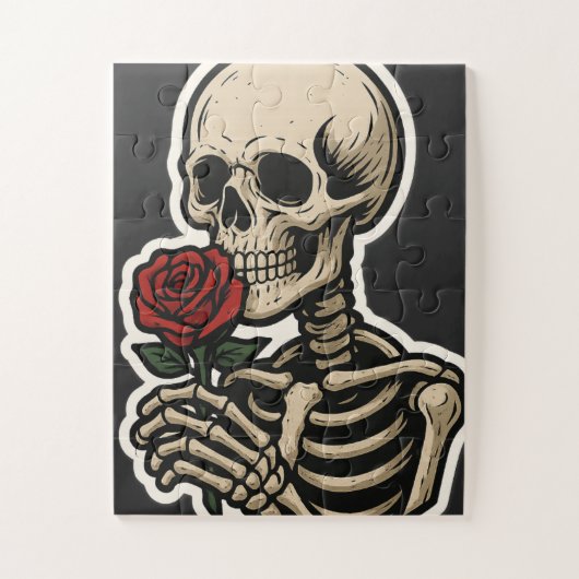 Skelett mit einer Rose - Sticker für künstlerisch- Puzzle (Vertikal)