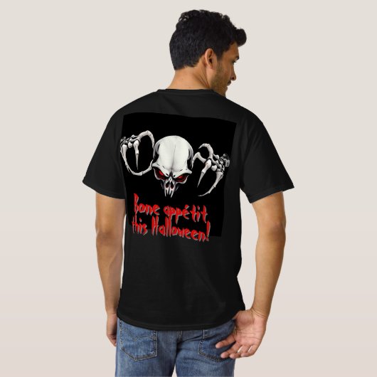 Skelett mit Halloween-Horror der Roten Augen T-Shirt (Schwarz voll)