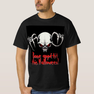 Skelett mit Halloween-Horror der Roten Augen T-Shirt