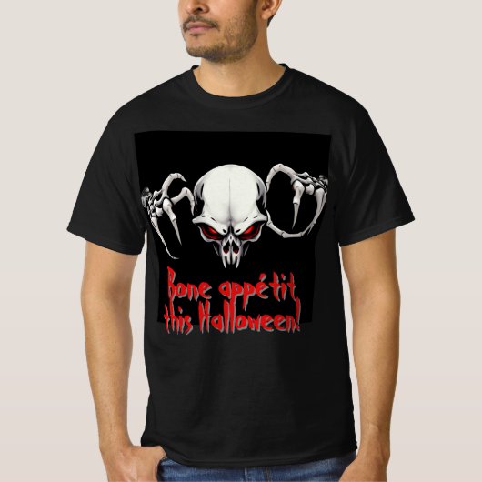 Skelett mit Halloween-Horror der Roten Augen T-Shirt (Vorderseite)
